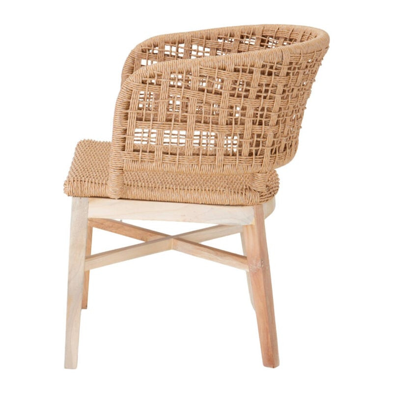 Chaise en teck naturel et corde tressée 54x52x71 cm Nuzie  - 4
