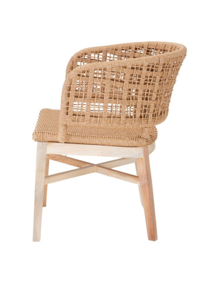 Chaise en teck naturel et corde tressée 54x52x71 cm Nuzie  - 4