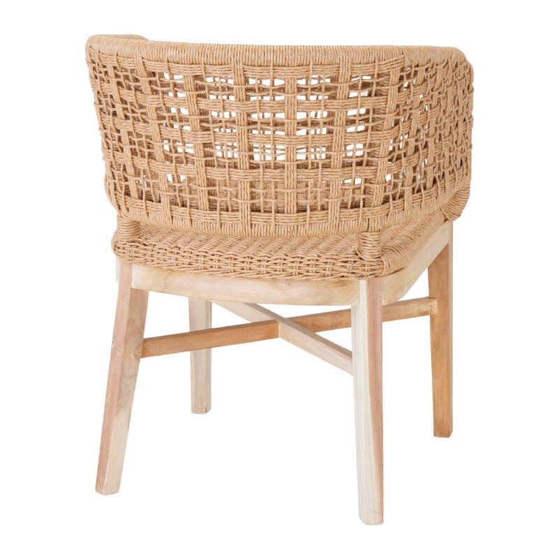 Chaise en teck naturel et corde tressée 54x52x71 cm Nuzie  - 5