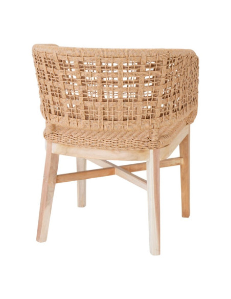 Chaise en teck naturel et corde tressée 54x52x71 cm Nuzie  - 5