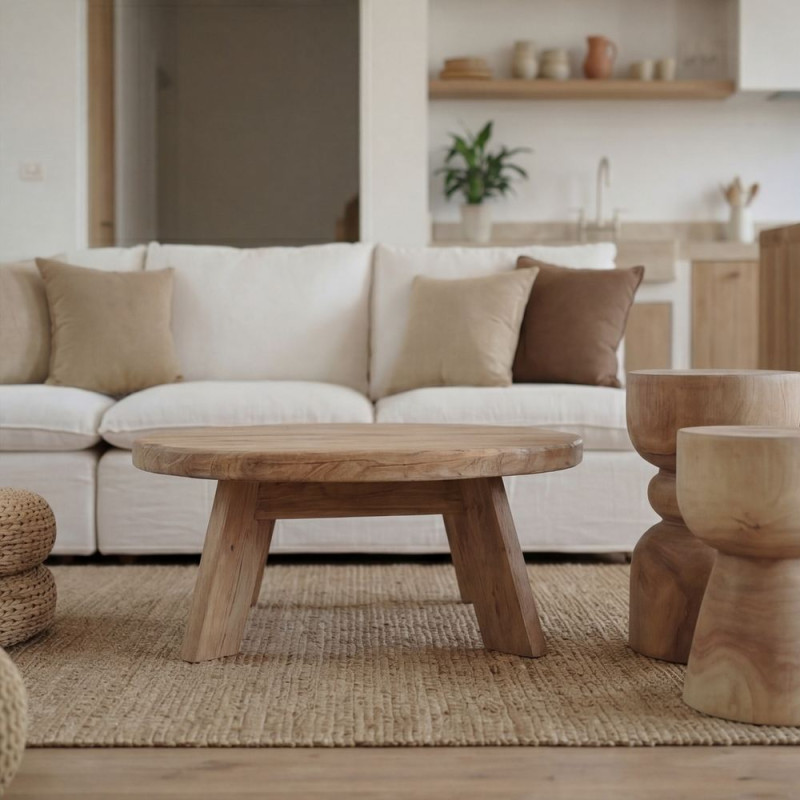 Table d’appoint japandi en bois de suar Ø35x45 cm Zudeu  - 2