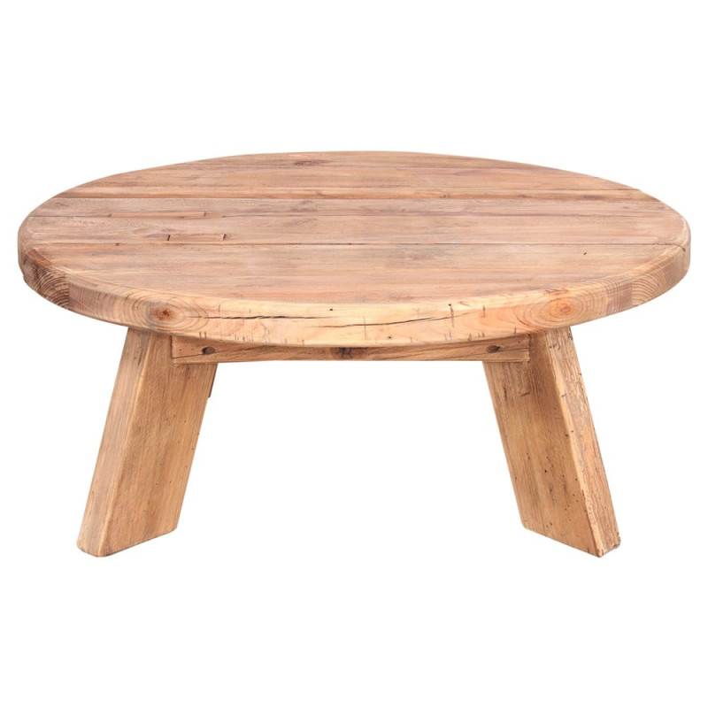 Table basse ronde en pin recyclé naturel Ø90x35 cm Javau  - 3