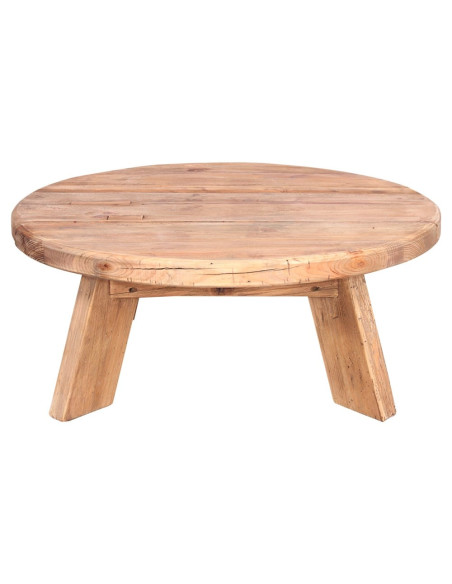 Table basse ronde en pin recyclé naturel Ø90x35 cm Javau  - 3