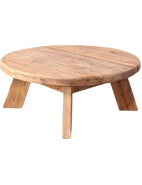 Table basse ronde en pin recyclé naturel Ø90x35 cm Javau  - 1
