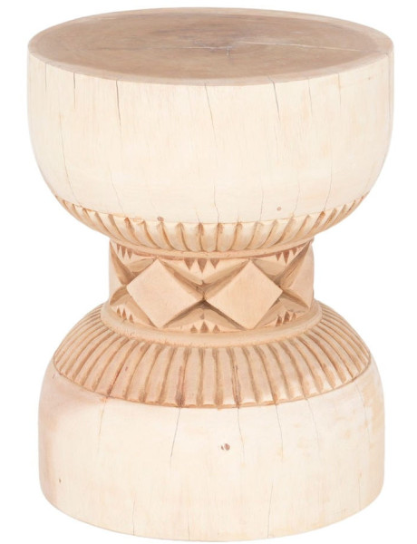 Table d’appoint sculptée en suar naturel Ø35x45 cm Zanou  - 1