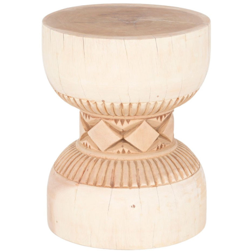 Table d’appoint sculptée en suar naturel Ø35x45 cm Zanou  - 1