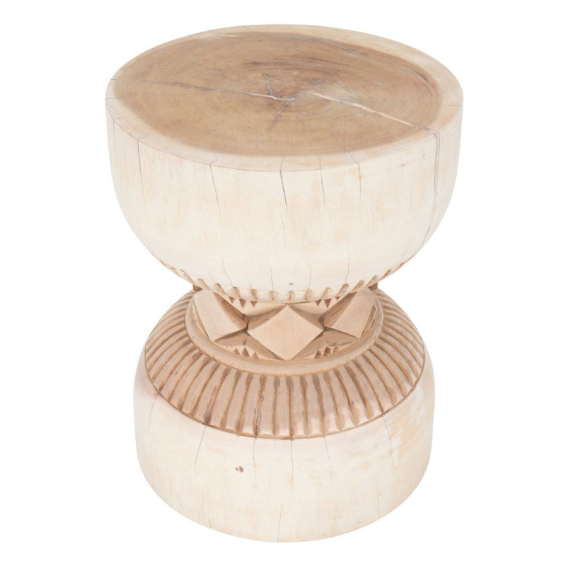 Table d’appoint sculptée en suar naturel Ø35x45 cm Zanou  - 2