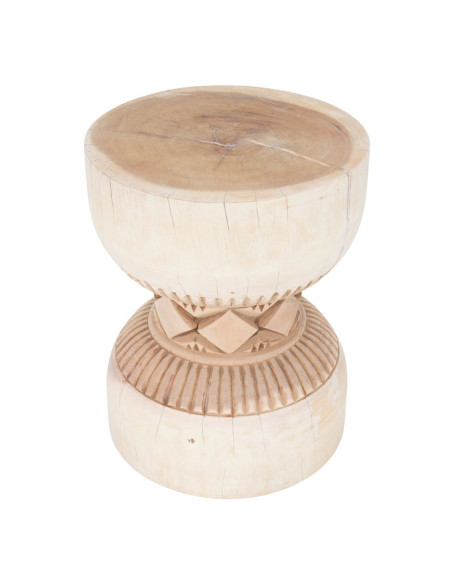 Table d’appoint sculptée en suar naturel Ø35x45 cm Zanou  - 2