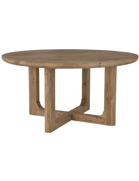 Table à manger ronde rustique en pin recyclé naturel Ø150x76 cm Firua  - 1