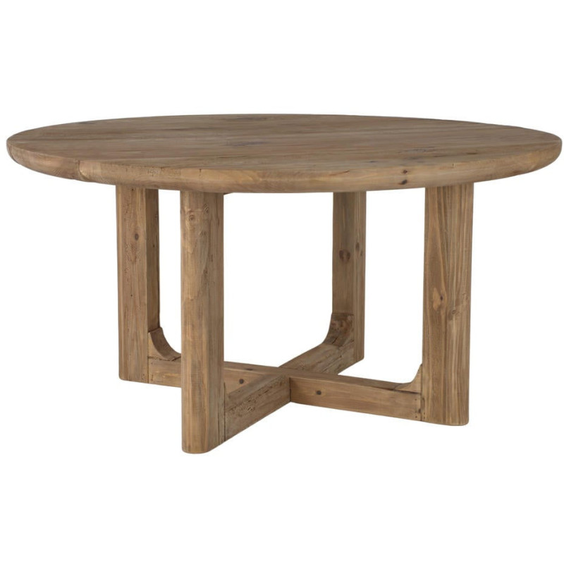 Table à manger ronde rustique en pin recyclé naturel Ø150x76 cm Firua  - 1