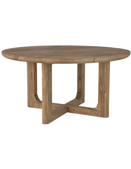 Table à manger ronde rustique en pin recyclé naturel Ø150x76 cm Firua  - 1