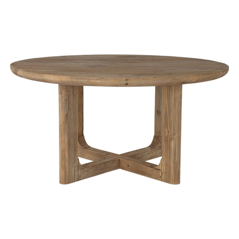 Table à manger ronde rustique en pin recyclé naturel Ø150x76 cm Firua  - 3