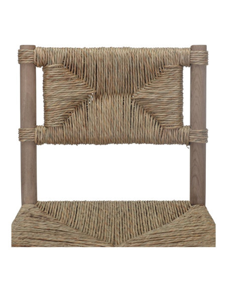 Tabouret de bar chêne massif naturel et fibres tressées 47x52x105 cm Meleo  - 6