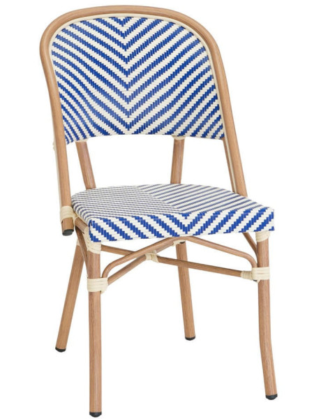 Chaise bistrot extérieure bleu et blanc en aluminium 47x60x86 cm Senea  - 1