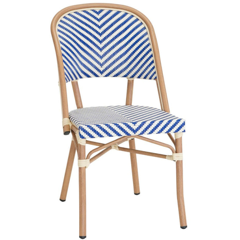 Chaise bistrot extérieure bleu et blanc en aluminium 47x60x86 cm Senea  - 1