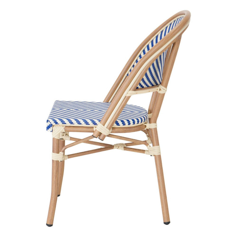 Chaise bistrot extérieure bleu et blanc en aluminium 47x60x86 cm Senea  - 2