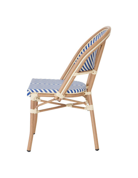 Chaise bistrot extérieure bleu et blanc en aluminium 47x60x86 cm Senea  - 2