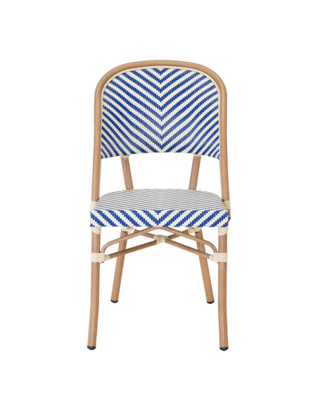 Chaise bistrot extérieure bleu et blanc en aluminium 47x60x86 cm Senea  - 3