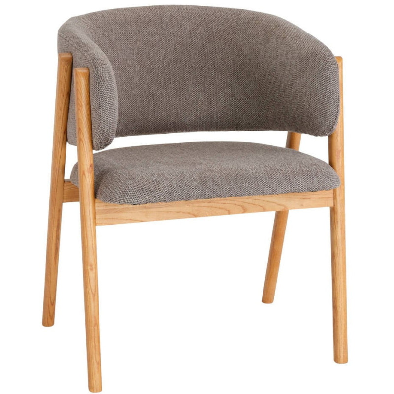 Chaise salle à manger marron en tissu et orme 52x61x81 cm Remaa  - 1