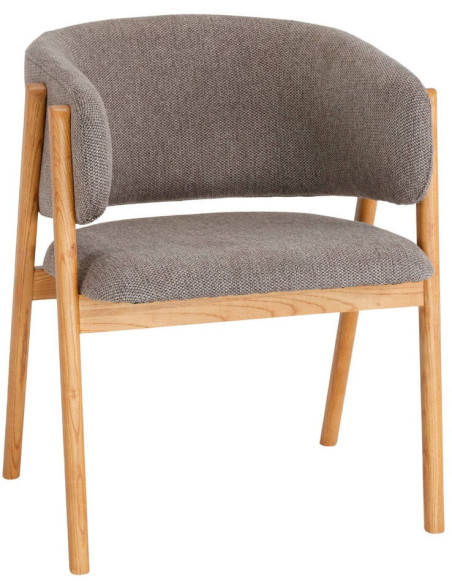 Chaise salle à manger marron en tissu et orme 52x61x81 cm Remaa  - 1