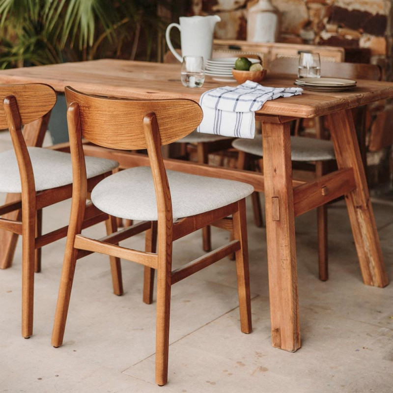 Table à manger en pin recyclé naturel 140x75x75 cm Narea  - 2