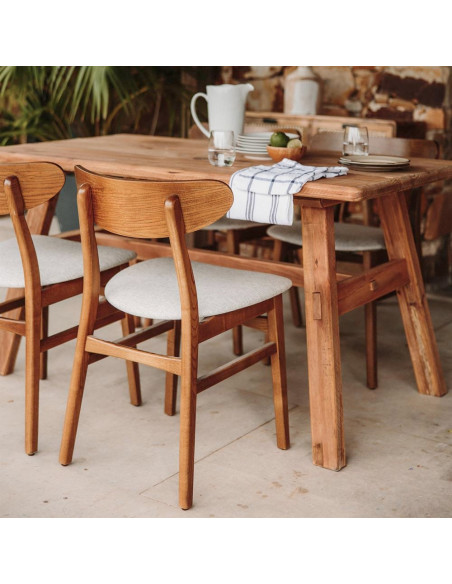 Table à manger en pin recyclé naturel 140x75x75 cm Narea  - 2