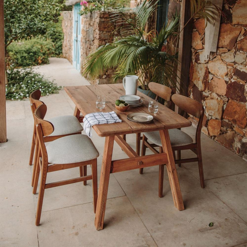 Table à manger en pin recyclé naturel 140x75x75 cm Narea  - 6