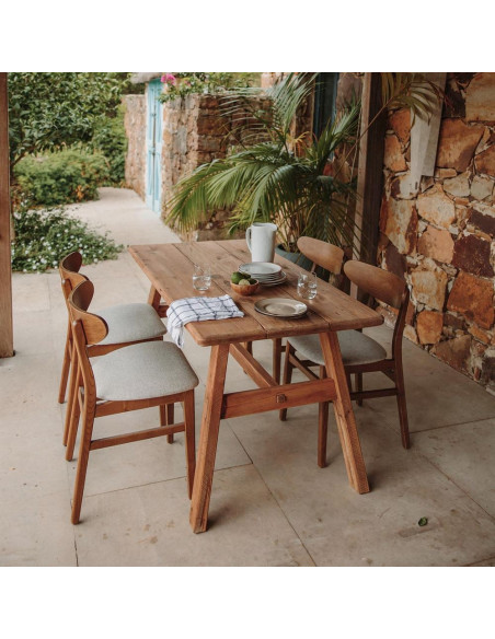 Table à manger en pin recyclé naturel 140x75x75 cm Narea  - 6