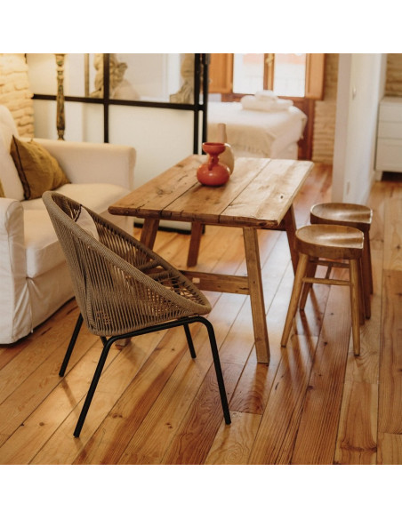 Table à manger en pin recyclé naturel 140x75x75 cm Narea  - 7