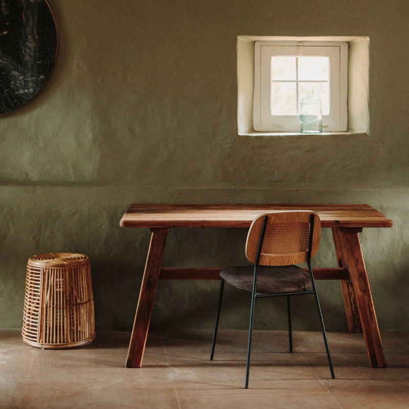 Table à manger en pin recyclé naturel 140x75x75 cm Narea  - 8