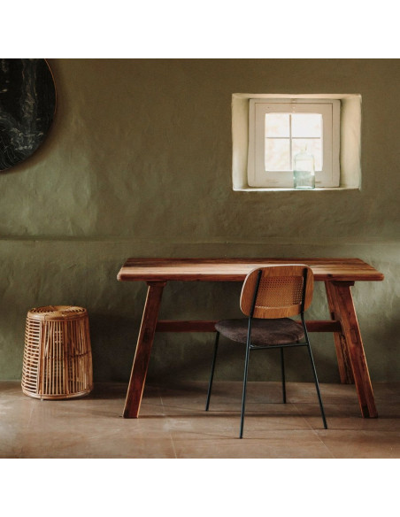 Table à manger en pin recyclé naturel 140x75x75 cm Narea  - 8