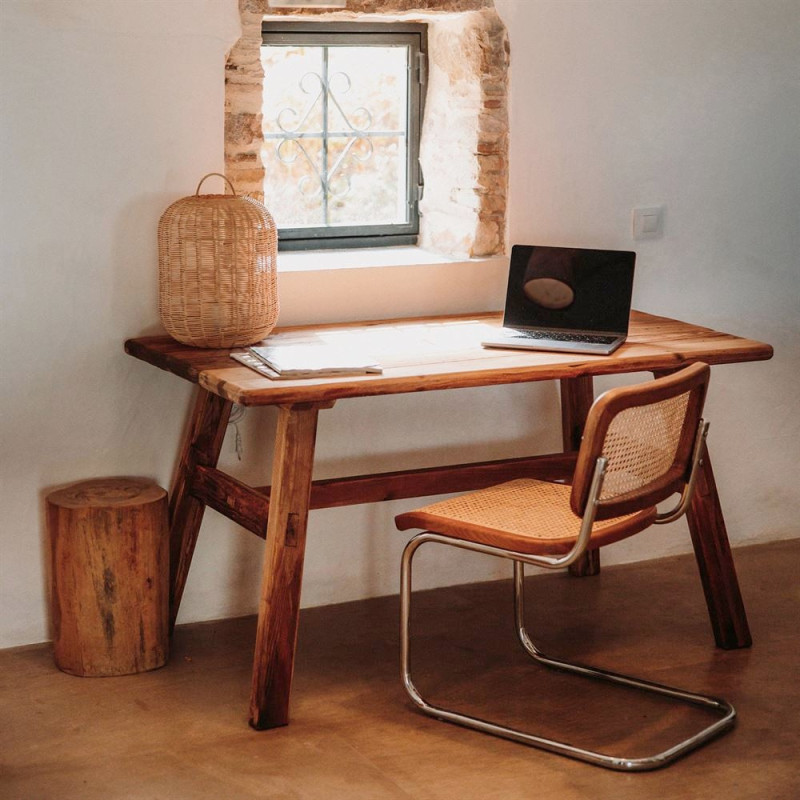 Table à manger en pin recyclé naturel 140x75x75 cm Narea  - 10