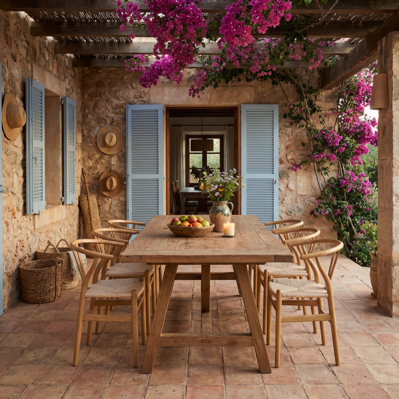 Table à manger en pin recyclé naturel 140x75x75 cm Narea  - 11