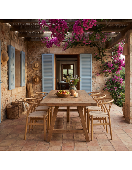 Table à manger en pin recyclé naturel 140x75x75 cm Narea  - 11