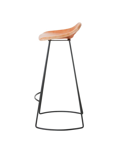 Tabouret de bar cuir véritable cognac métal noir 50x43x83 cm Ravuo  - 3