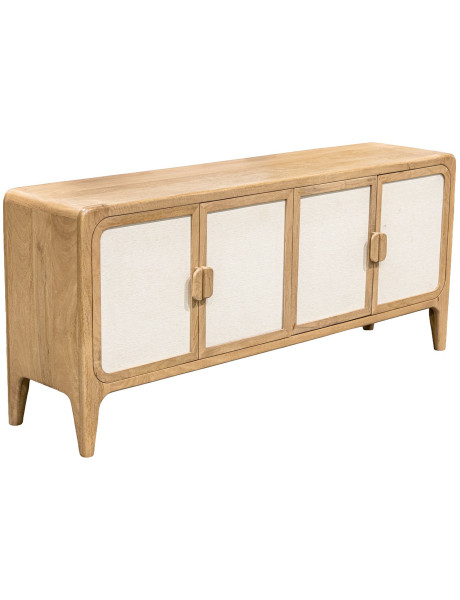 Buffet 4 portes manguier naturel et bambou style bohème 175x40x76 cm Magol  - 1
