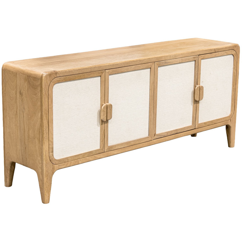 Buffet 4 portes manguier naturel et bambou style bohème 175x40x76 cm Magol  - 1