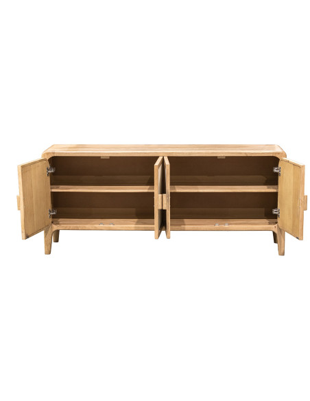Buffet 4 portes manguier naturel et bambou style bohème 175x40x76 cm Magol  - 4