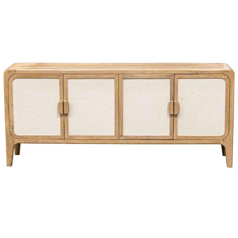 Buffet 4 portes manguier naturel et bambou style bohème 175x40x76 cm Magol  - 3
