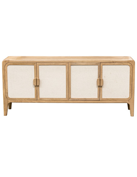 Buffet 4 portes manguier naturel et bambou style bohème 175x40x76 cm Magol  - 3