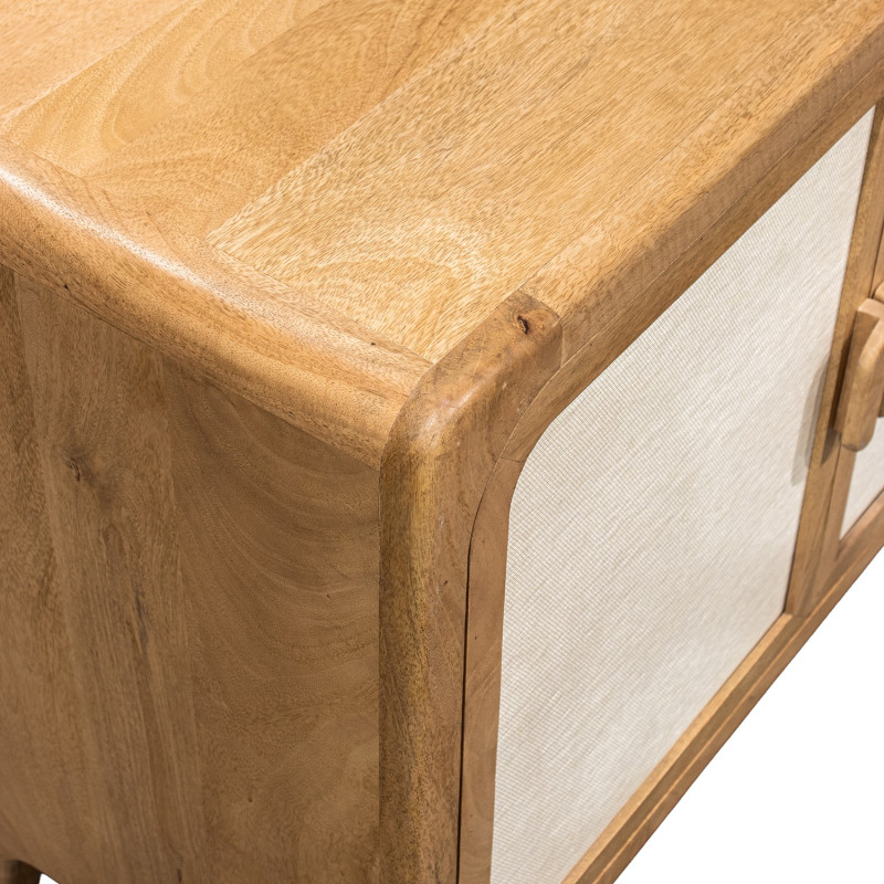 Buffet 4 portes manguier naturel et bambou style bohème 175x40x76 cm Magol  - 7