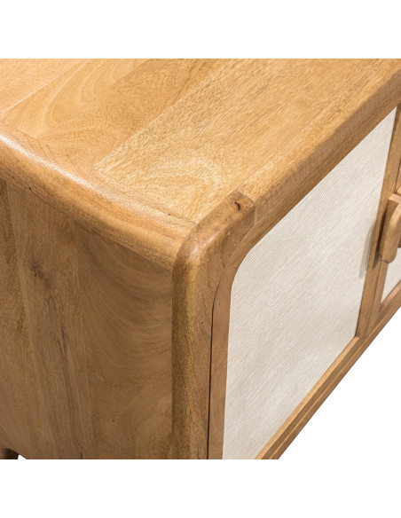 Buffet 4 portes manguier naturel et bambou style bohème 175x40x76 cm Magol  - 7