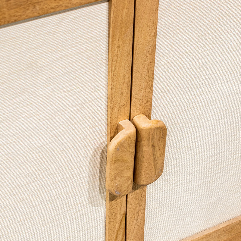 Buffet 4 portes manguier naturel et bambou style bohème 175x40x76 cm Magol  - 6