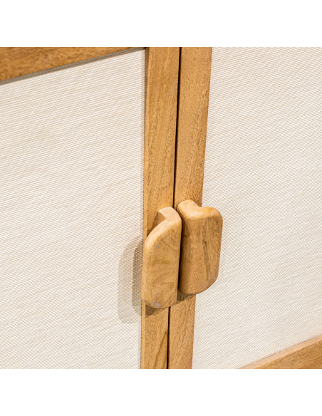 Buffet 4 portes manguier naturel et bambou style bohème 175x40x76 cm Magol  - 6