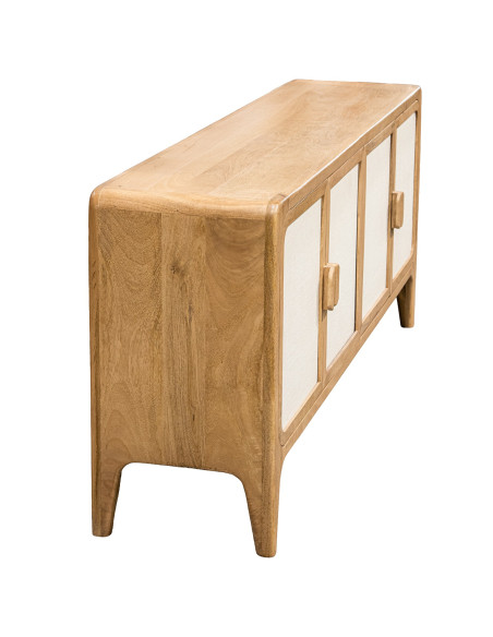 Buffet 4 portes manguier naturel et bambou style bohème 175x40x76 cm Magol  - 5