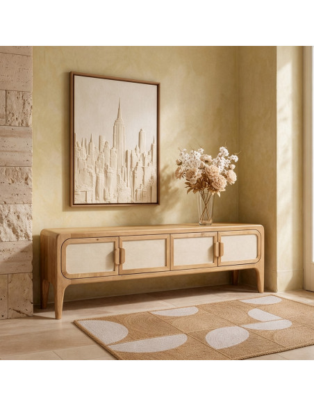 Meuble TV manguier bambou 4 portes 175x40x50 cm Magol  - 2