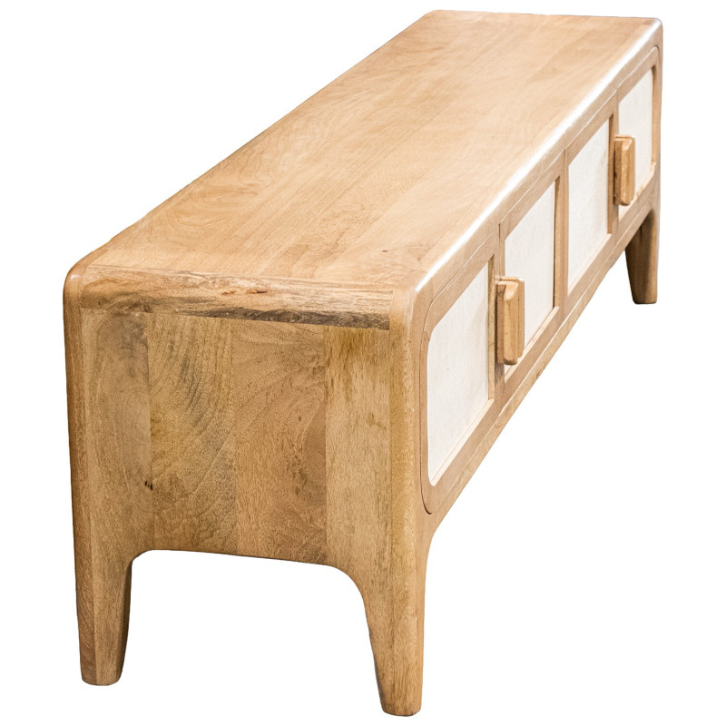 Meuble TV manguier bambou 4 portes 175x40x50 cm Magol  - 5