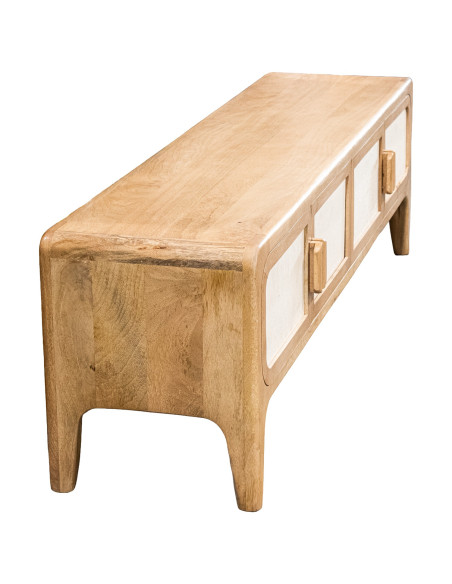 Meuble TV manguier bambou 4 portes 175x40x50 cm Magol  - 5