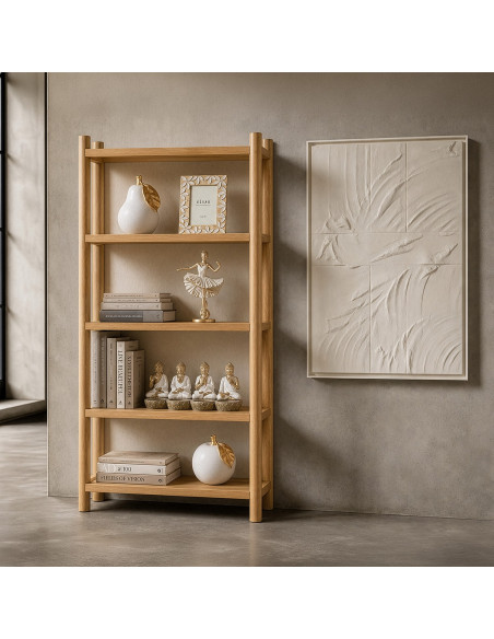 Bibliothèque 5 étagères manguier bambou 100x35x180 cm Magol  - 2