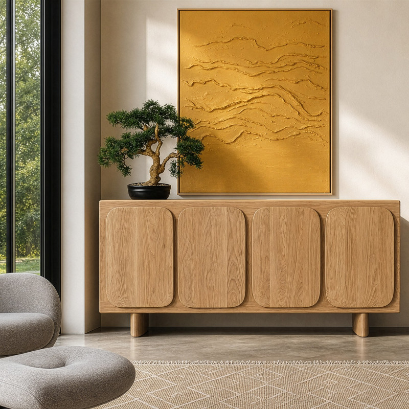 Buffet 4 portes manguier design organique 166x40x80 cm Dasis  - 2